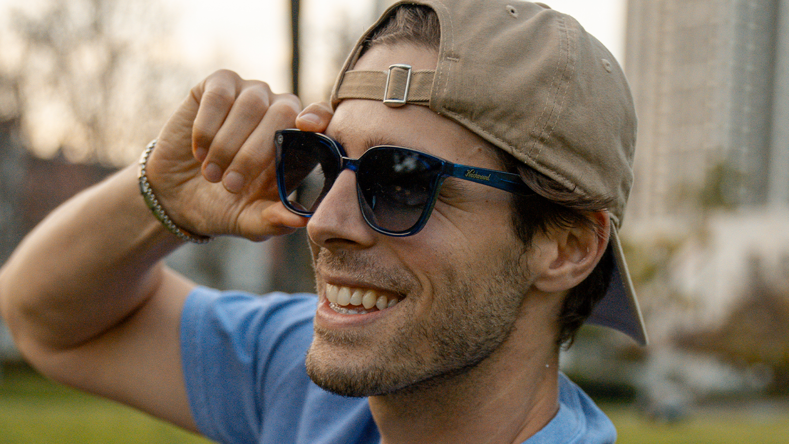 Man wearing Eclipse Cloud Catchers Sunglasses