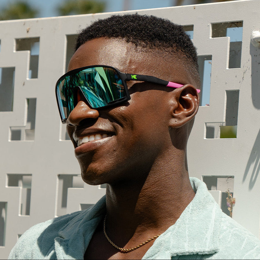 Man wearing Hang Time Campeones Sport Sunglasses