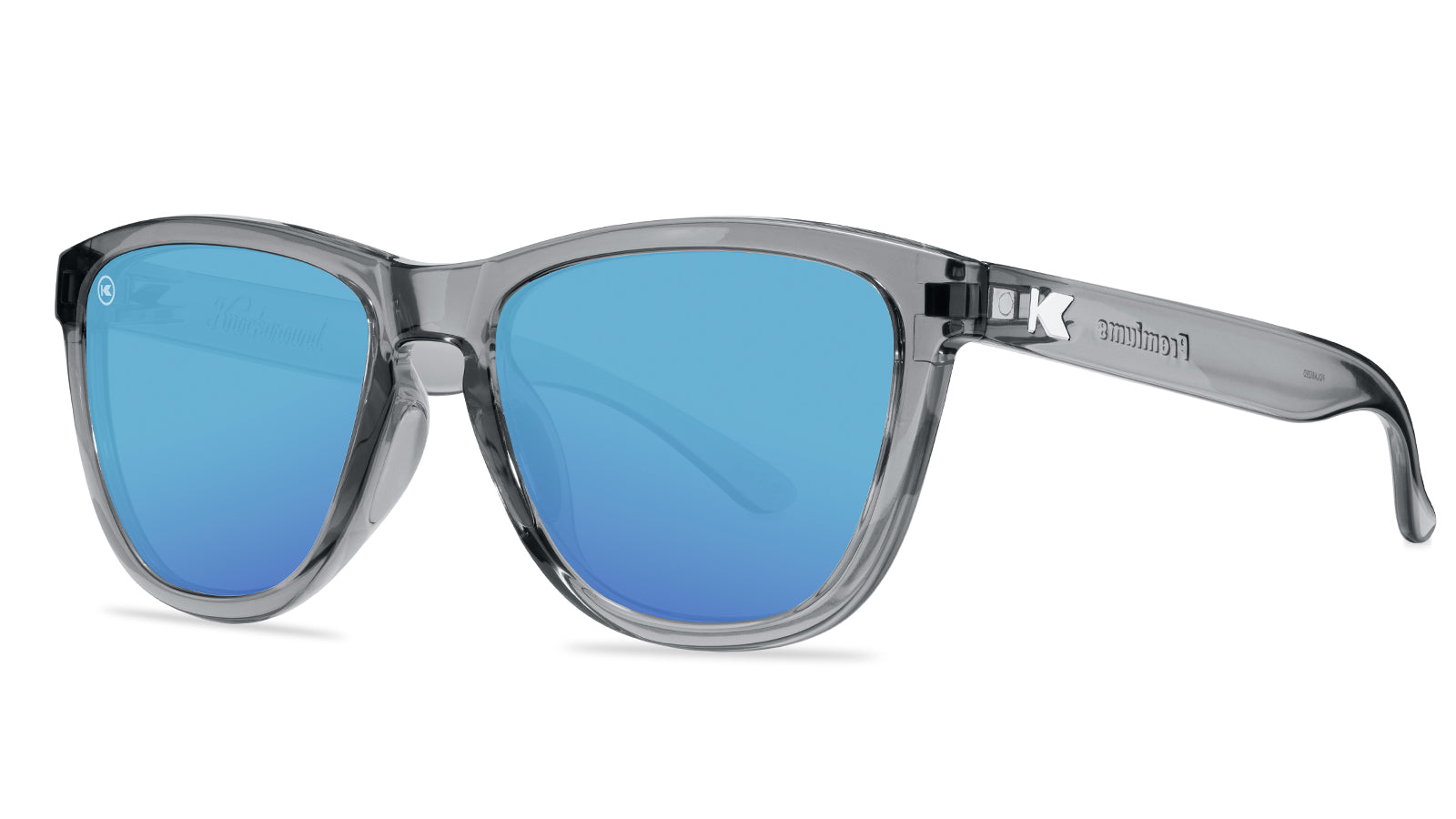 Clear Grey / Aqua Premiums Sport Sunglasses, Threequarter