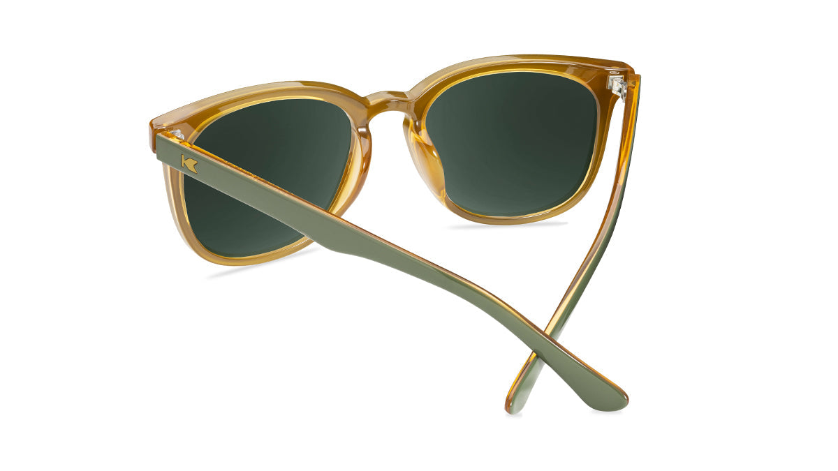 Sunglasses with Glossy Green Frames and Polarized Green Lenses, Back