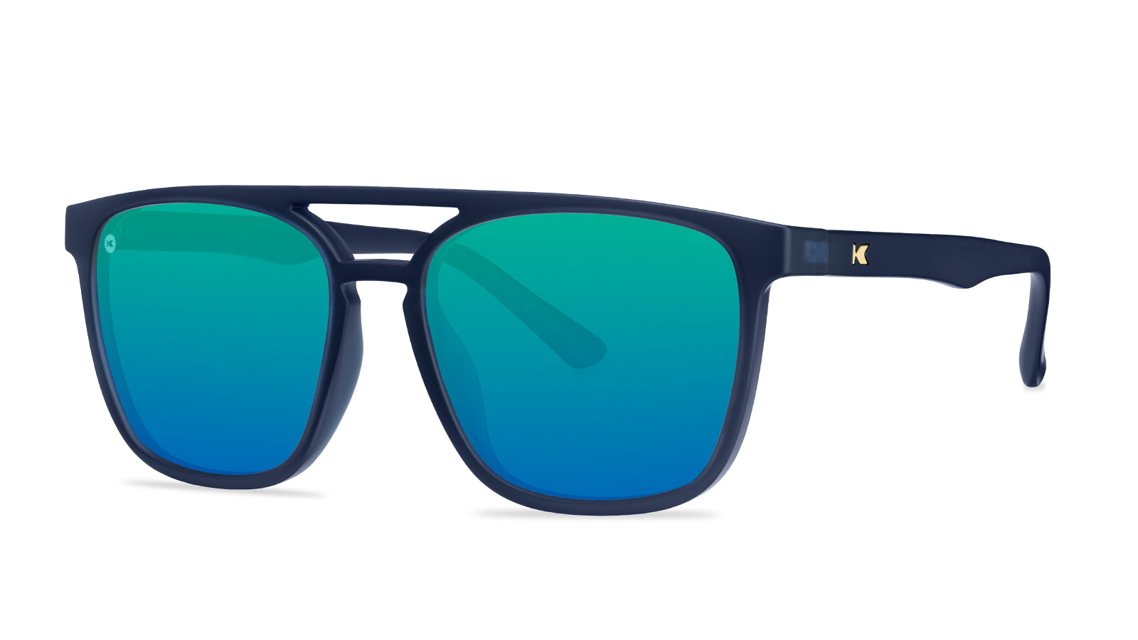 Blue Sunglasses with Polarized Green Lenses