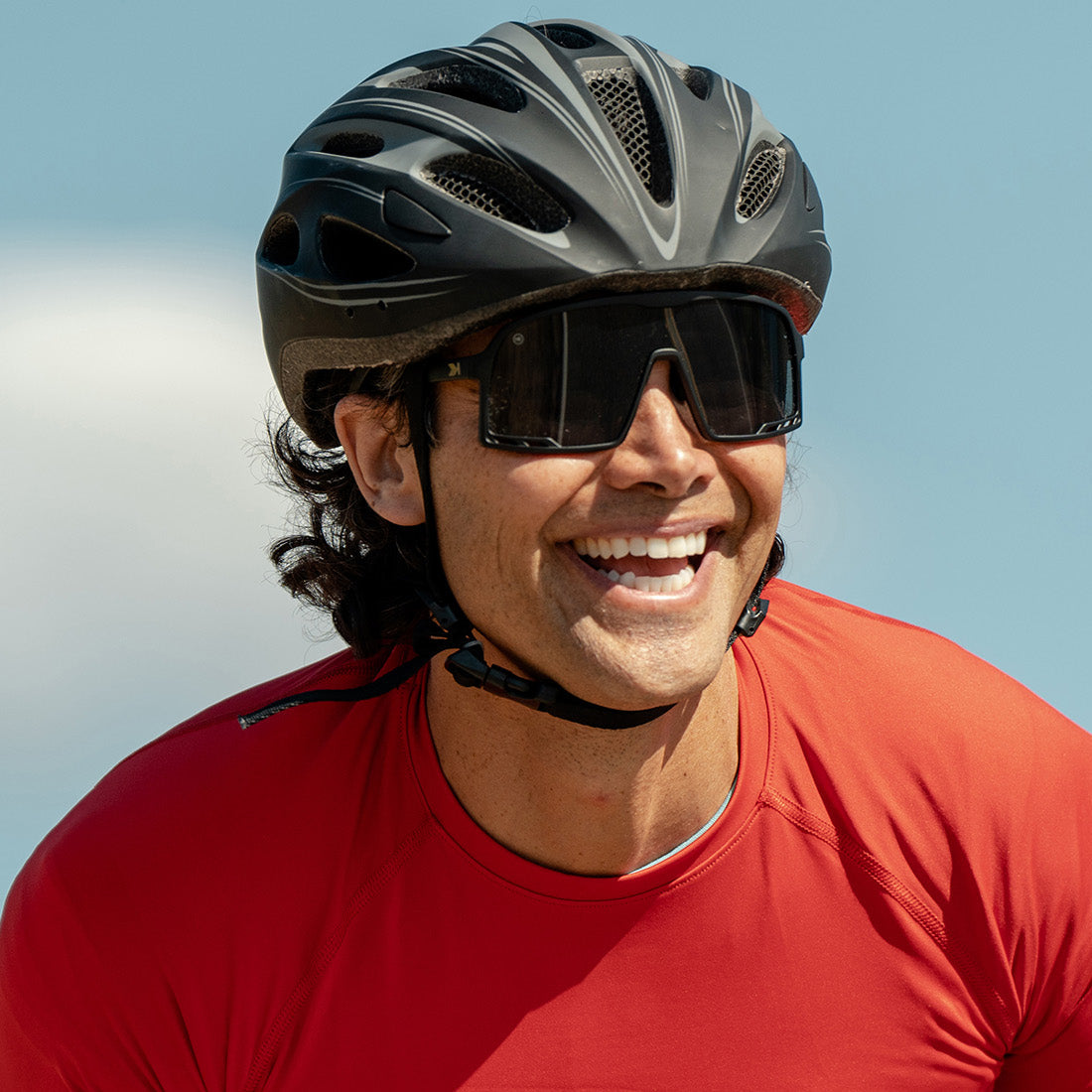 Sport Sunglasses with Black Frames and Black Smoke Lenses, Model