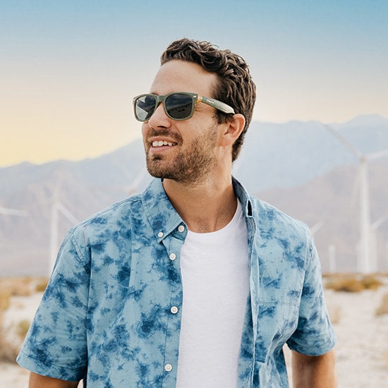Sunglasses with Glossy Green Frames and Polarized Green Lenses, Model