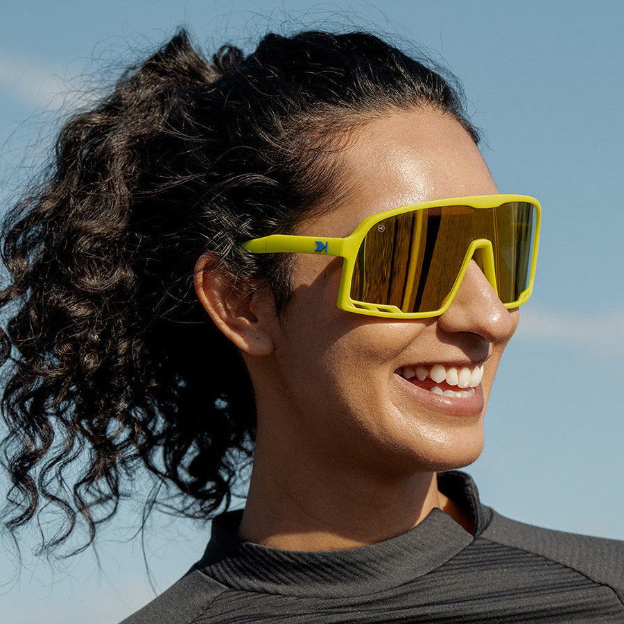 Sport Sunglasses with Neon Yellow Frames and Yellow Lenses, Model