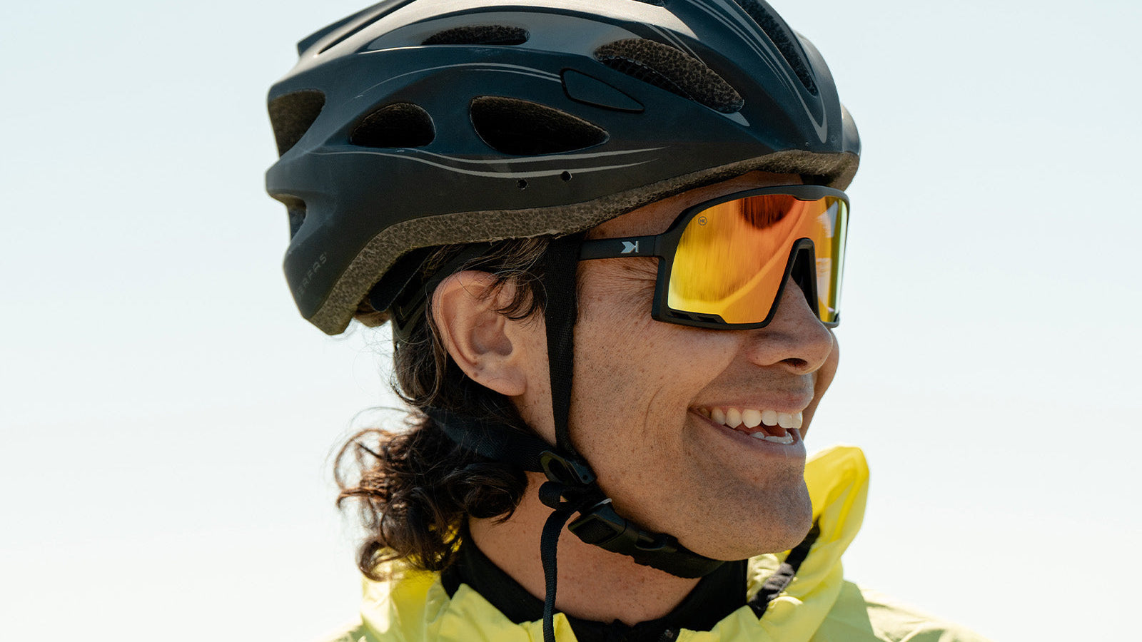 Sport Sunglasses with Matte Black Frames and Rainbow Lenses, Model