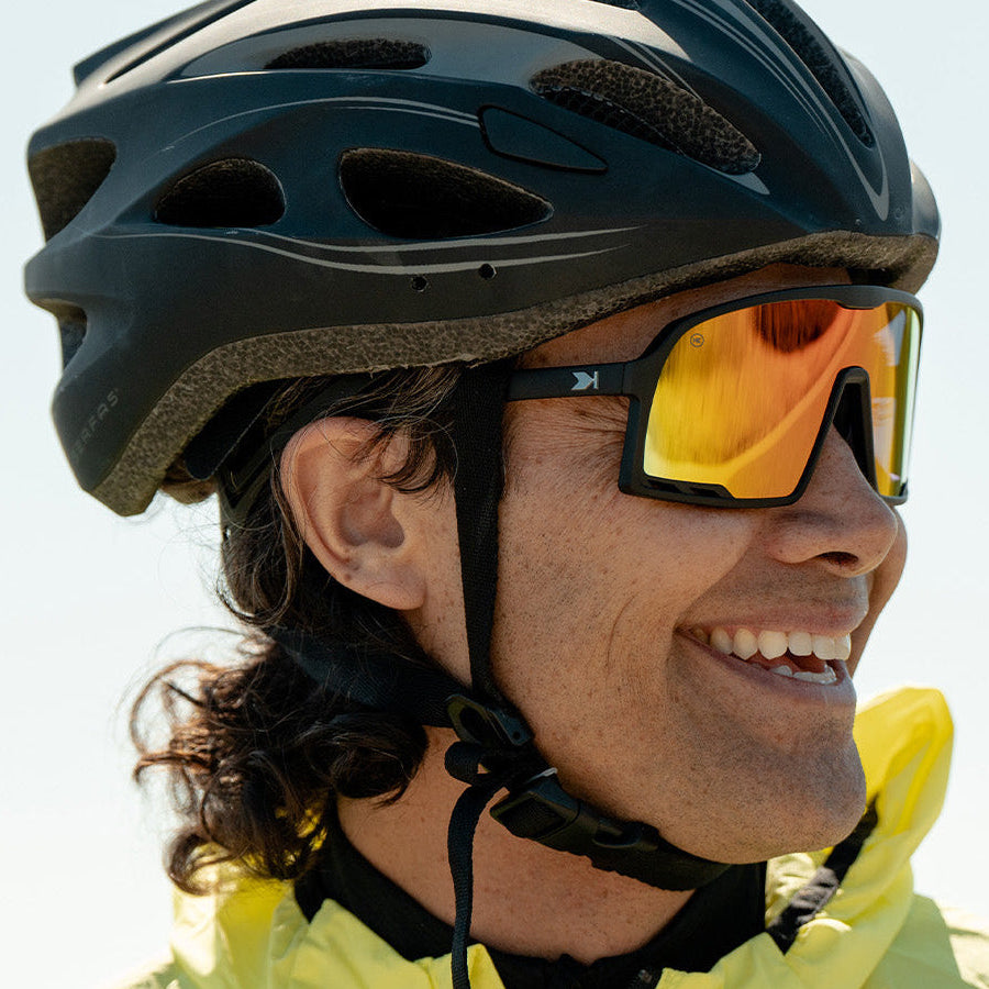 Sport Sunglasses with Matte Black Frames and Rainbow Lenses, Model