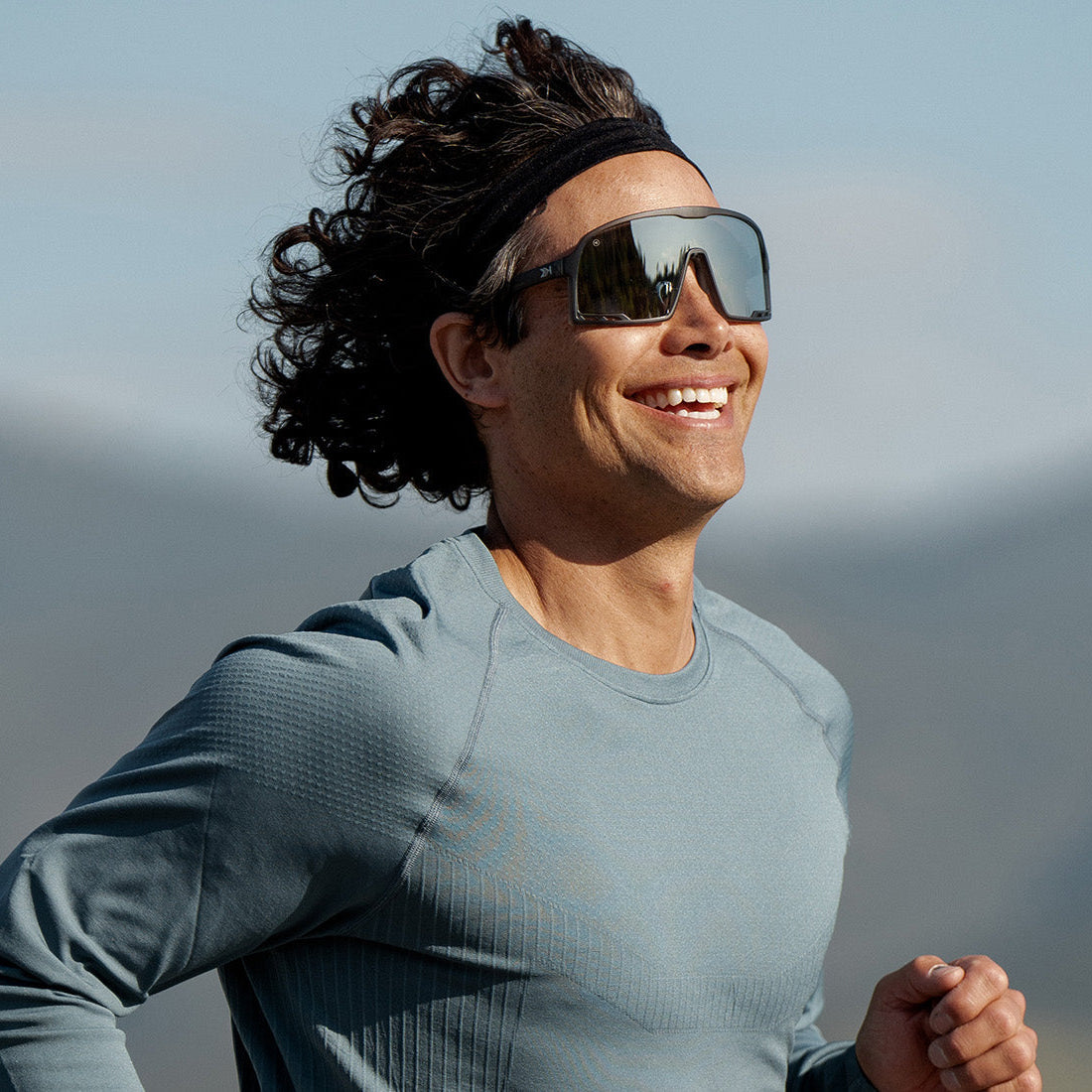 Sport Sunglasses with Frosted Grey Frames and Silver Smoke Lenses, Model