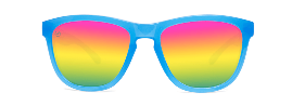 Kids Sunglasses with Glossy Blue Frame and Rainbow Lenses, Front