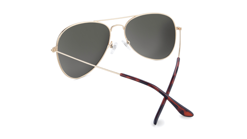 Sunglasses with Gold Metal Frame and Polarized Snow Opal Lenses, Back