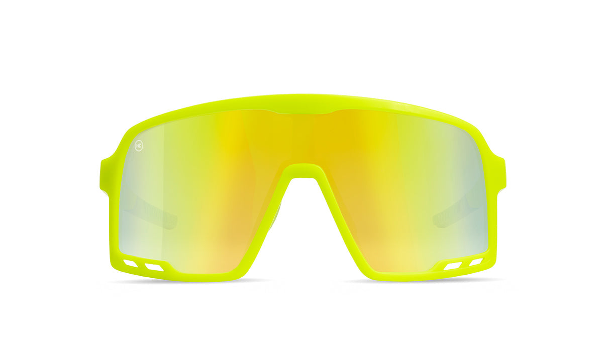 Kids Sport Sunglasses with Neon Yellow Frames and Yellow Lenses, Front
