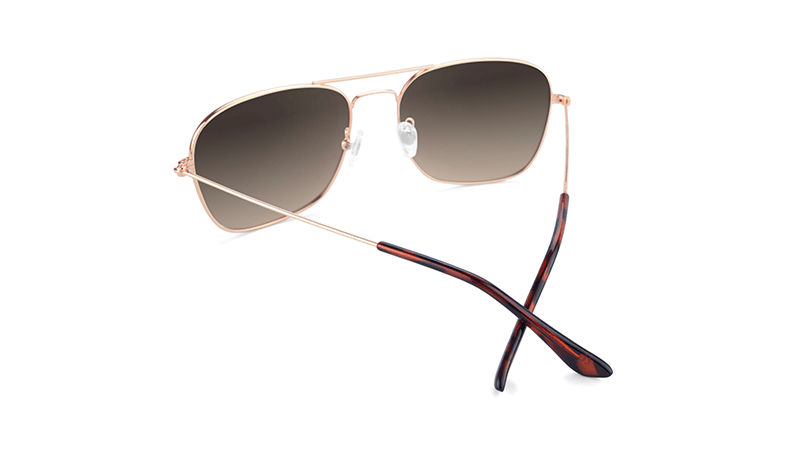 Sunglasses with Rose Gold Frame and Polarized Amber Gradient Lenses, Back
