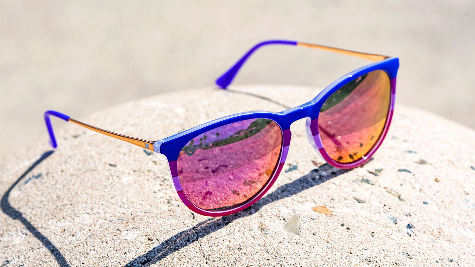 Sunglasses with Berry-inpired Frames and Polarized Fuchsia Lenses, Flyover