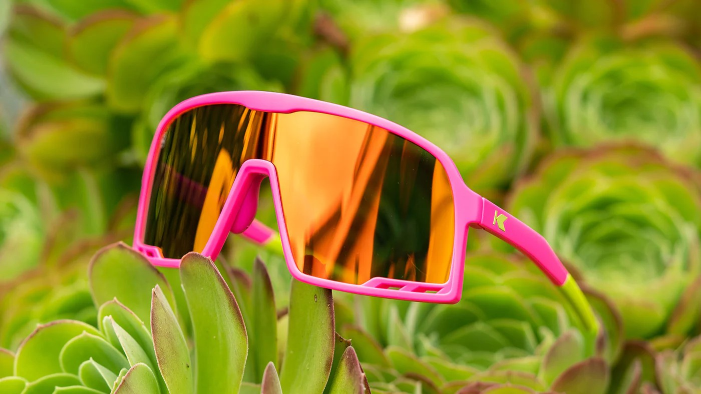 Sunglasses with Hot Pink Frames and Red Sunset Lenses, Flyover