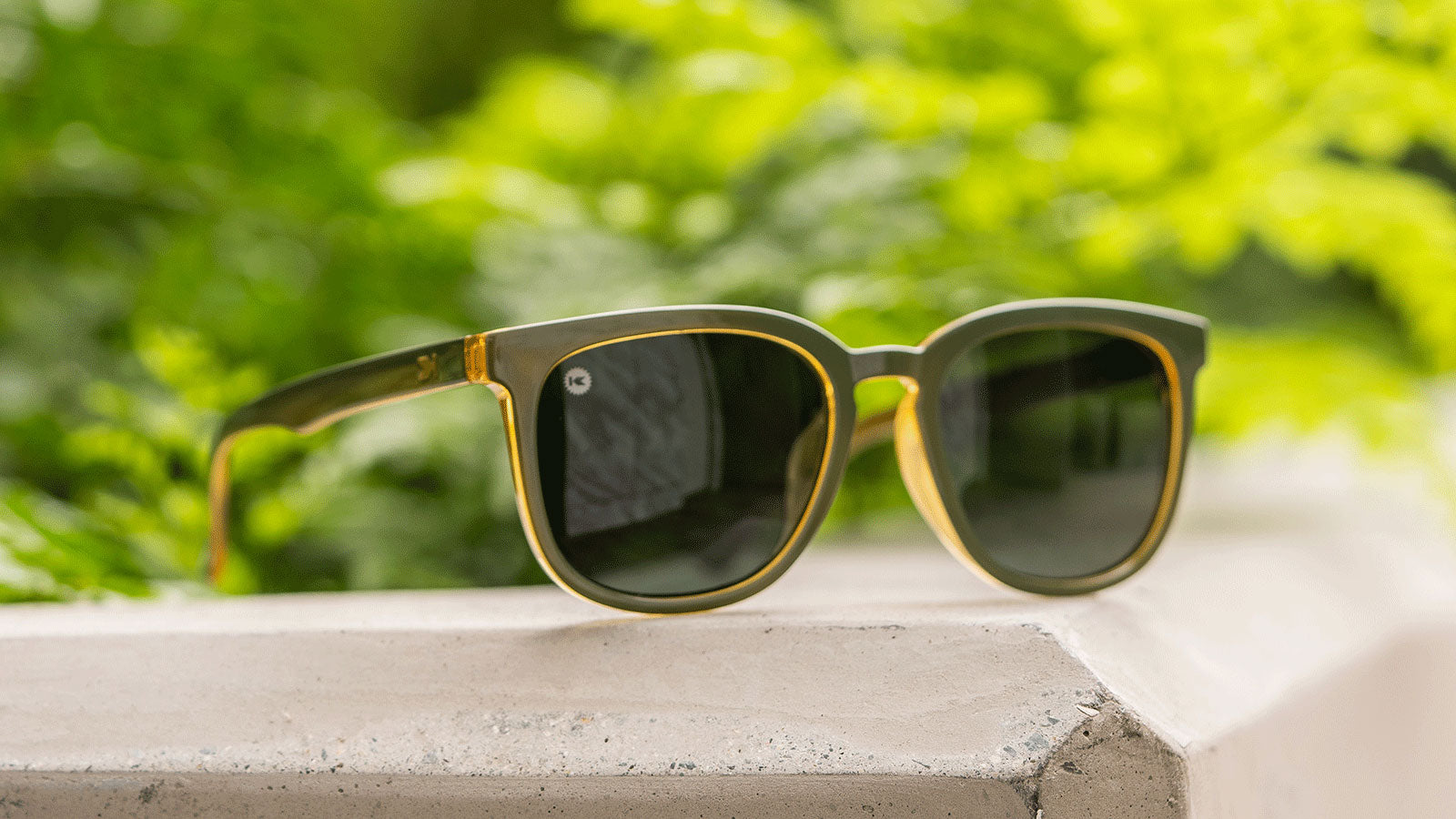 Sunglasses with Glossy Green Frames and Polarized Green Lenses, Flyover