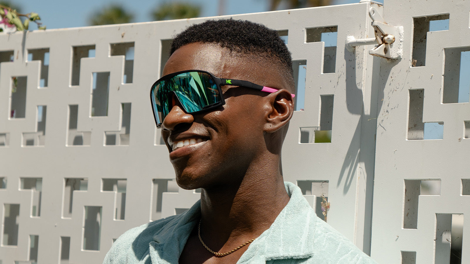 Man wearing Hang Time Campeones Sport Sunglasses