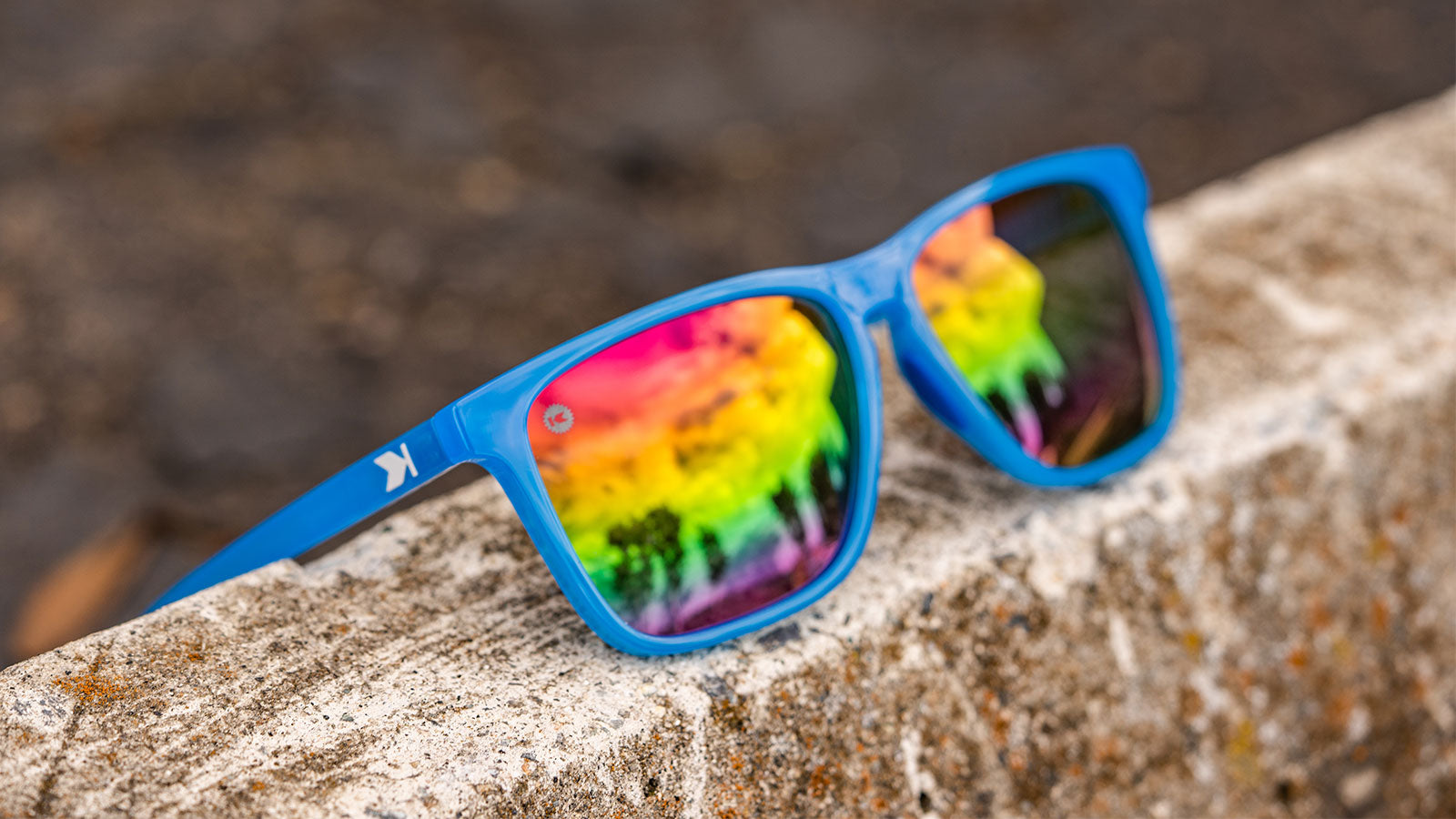 Blue Sunglasses with Polarized Rainbow Lenses