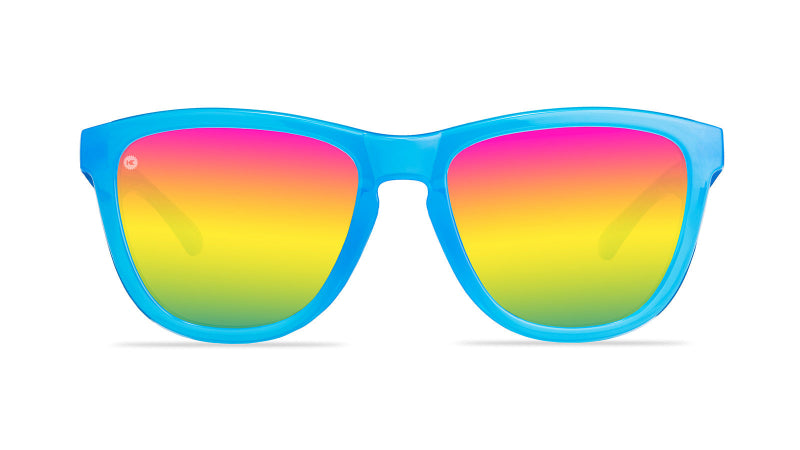 Kids Sunglasses with Glossy Blue Frame and Rainbow Lenses, Flyover