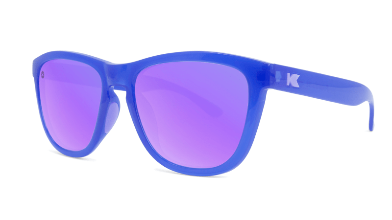 Sport Sunglasses with Neptune Blue Frame and Polarized Lilac Lenses, Threequarter