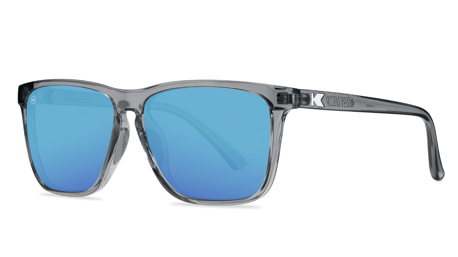 Clear Grey / Aqua Fast Lanes Sport Sunglasses, Threequarter
