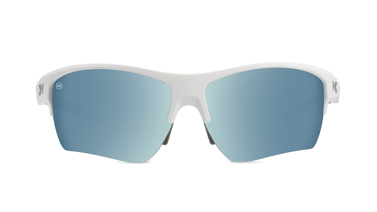 Sunglasses with White Frame and Blue Lenses