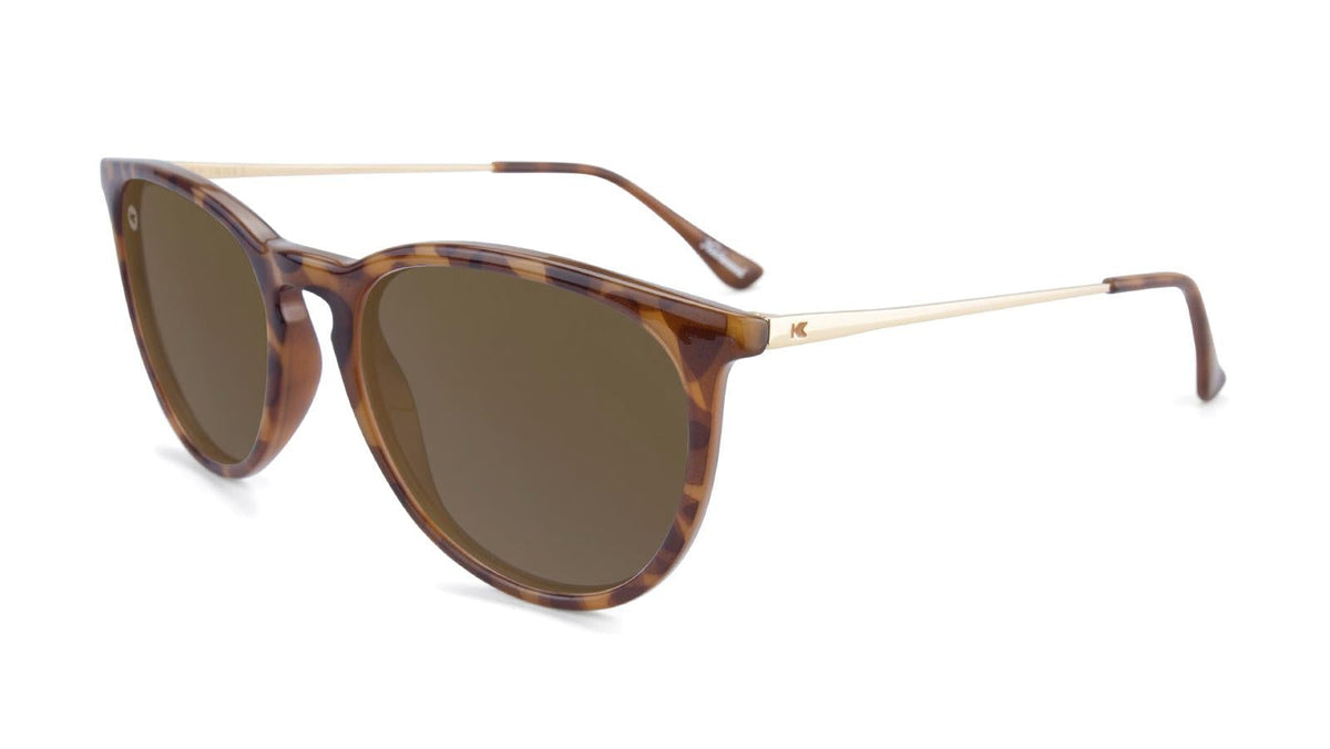 Sunglasses with Glossy Tortoise Shell Frame and Polarized Brown Lenses, Flyover