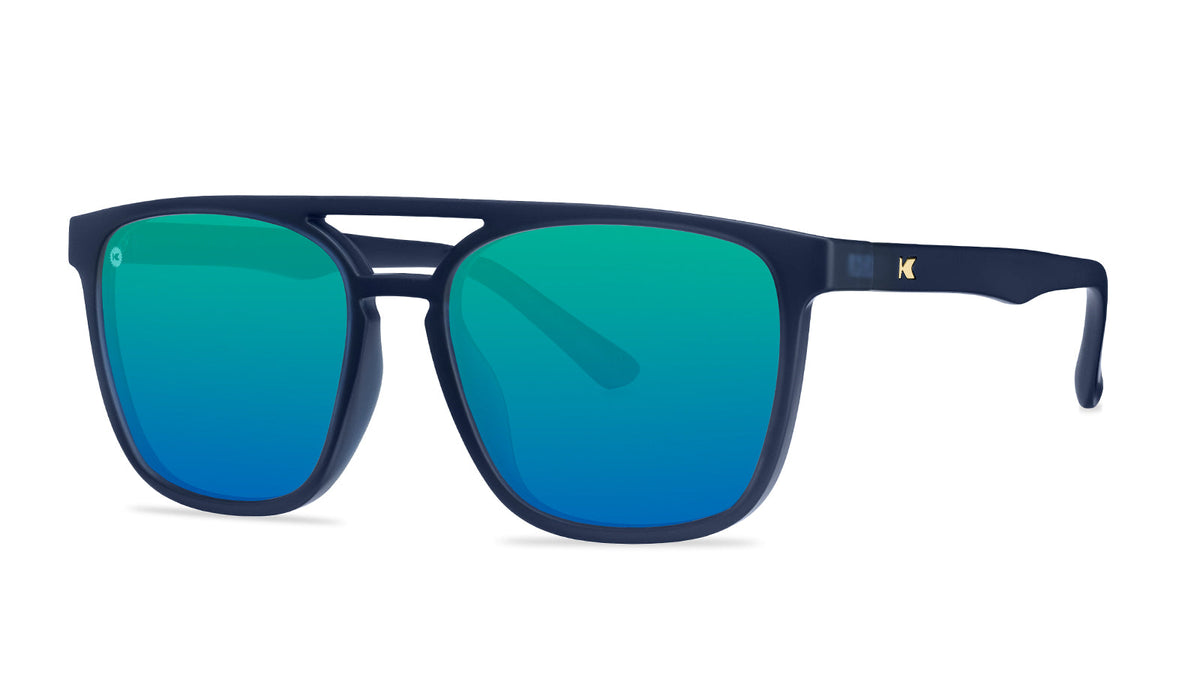 Blue Sunglasses with Polarized Green Lenses