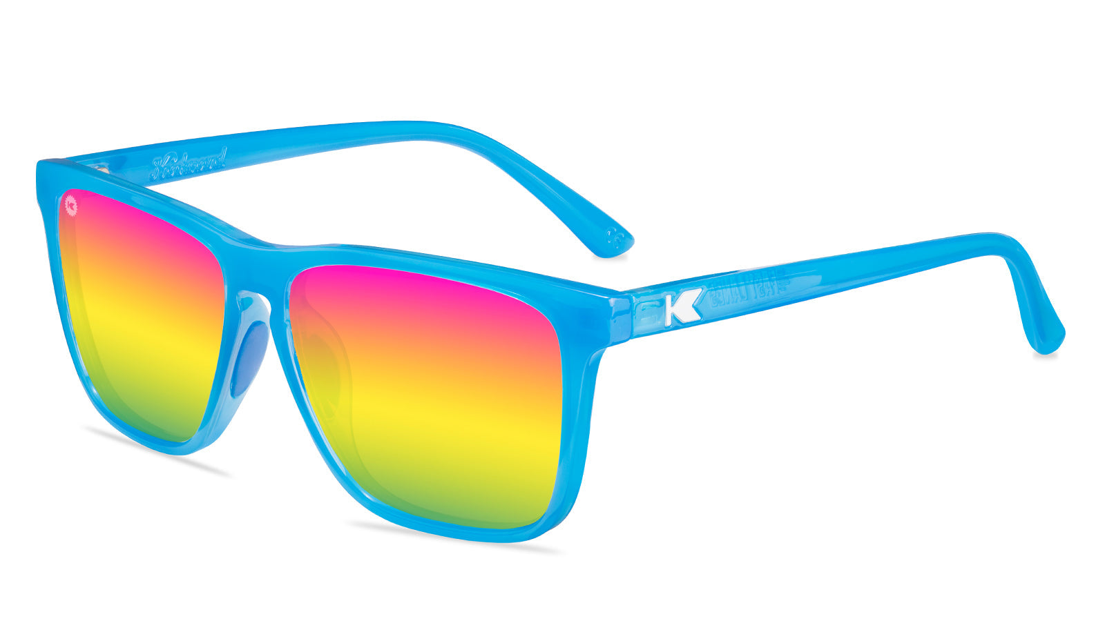 Blue Sunglasses with Polarized Rainbow Lenses