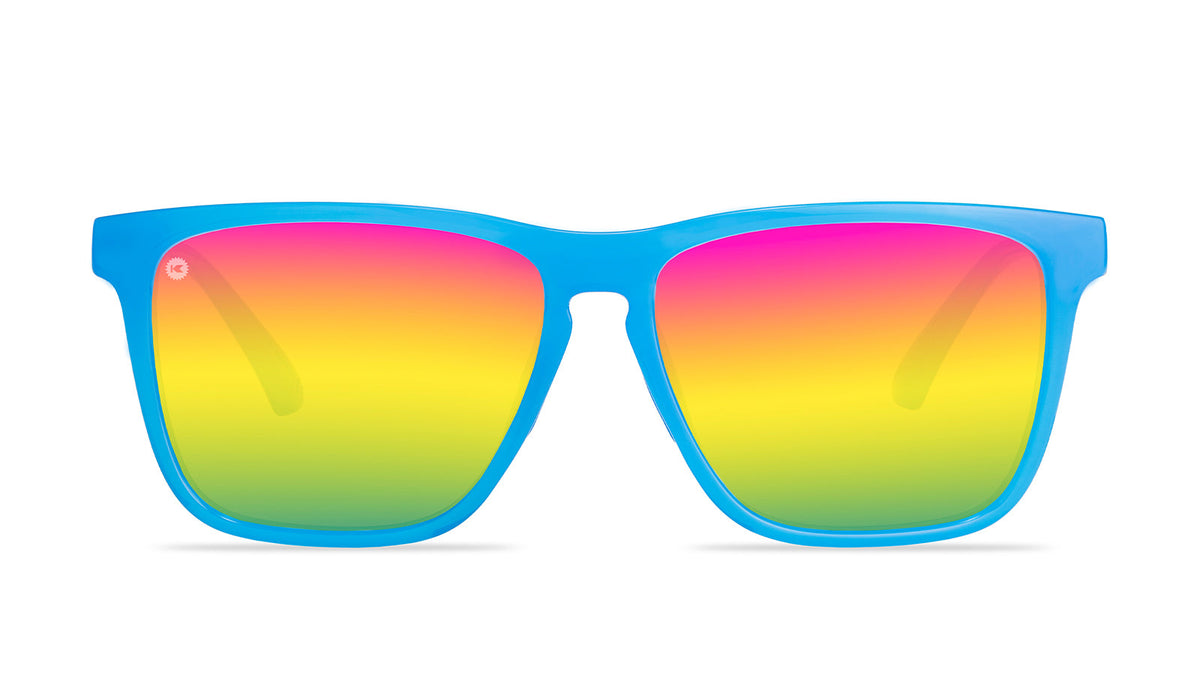 Blue Sunglasses with Polarized Rainbow Lenses