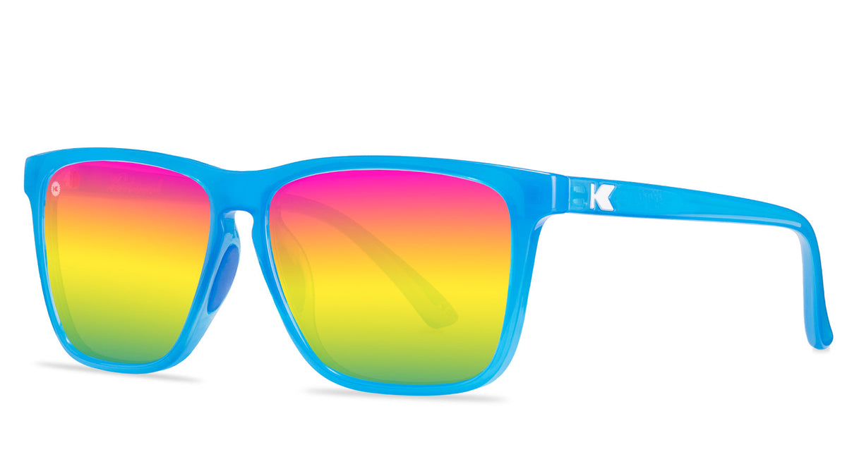 Blue Sunglasses with Polarized Rainbow Lenses