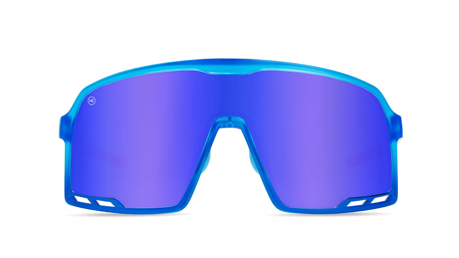 Sport Sunglasses with Red, White, and Blue Gradient Frames and Blue Lenses, Flyover