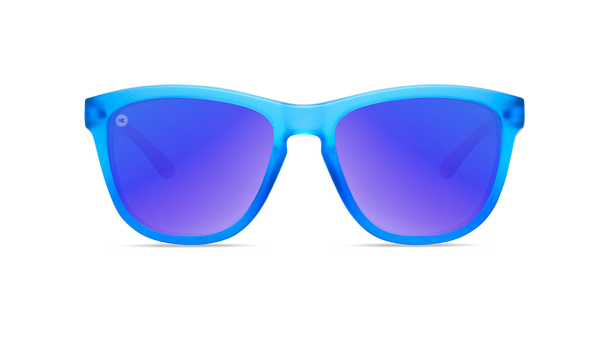 Kids Sunglasses with Blue, White, and Red Frames and Polarized Blue Lenses, Flyover