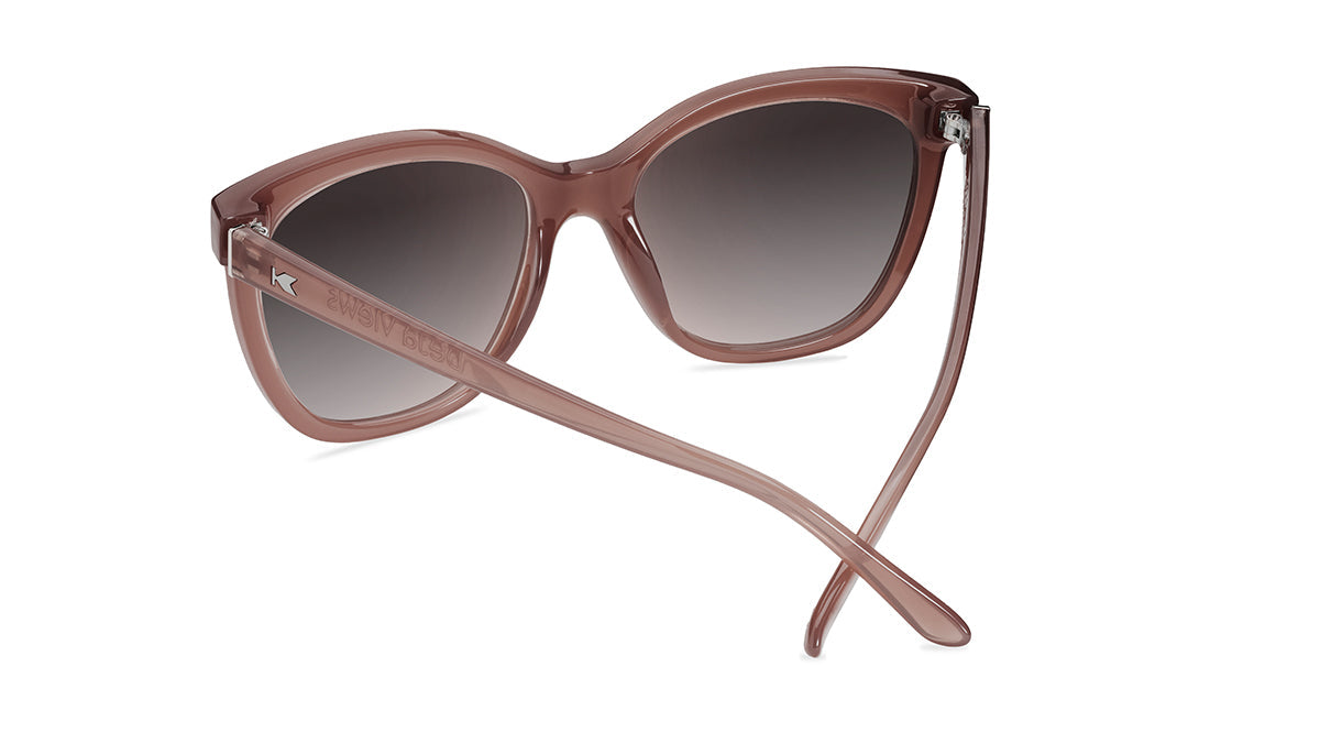 Sunglasses with Rose Latte Frames and Polarized Amber Gradient Lenses, Back