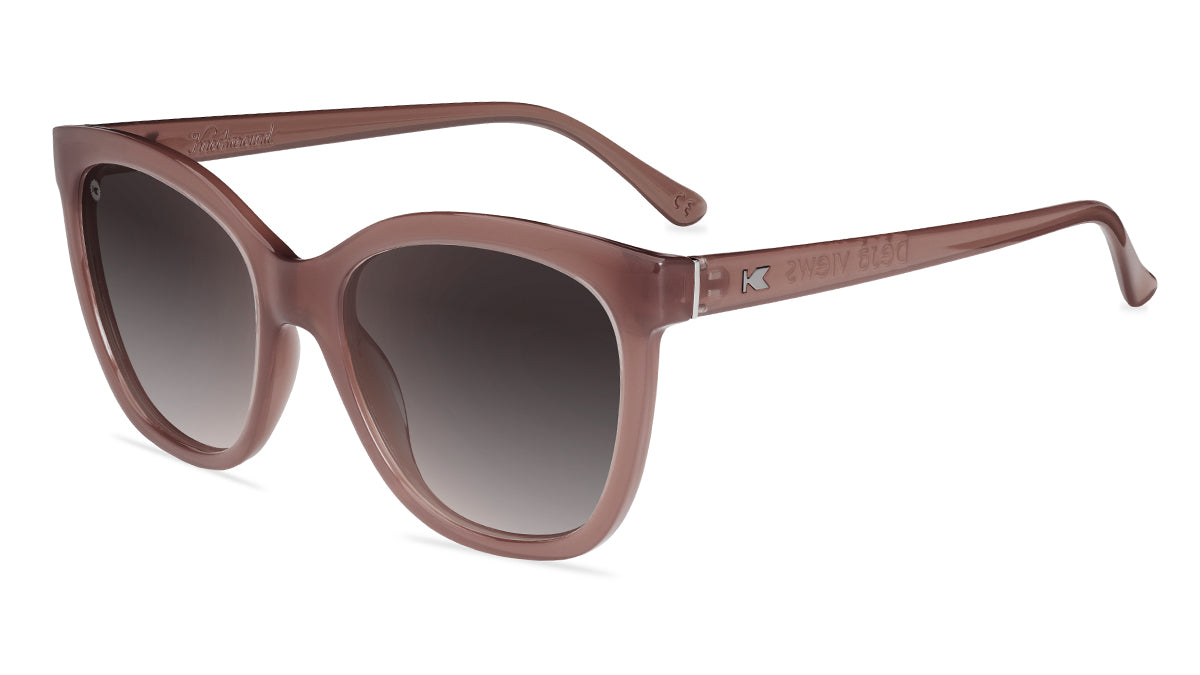 Sunglasses with Rose Latte Frames and Polarized Amber Gradient Lenses, Flyover