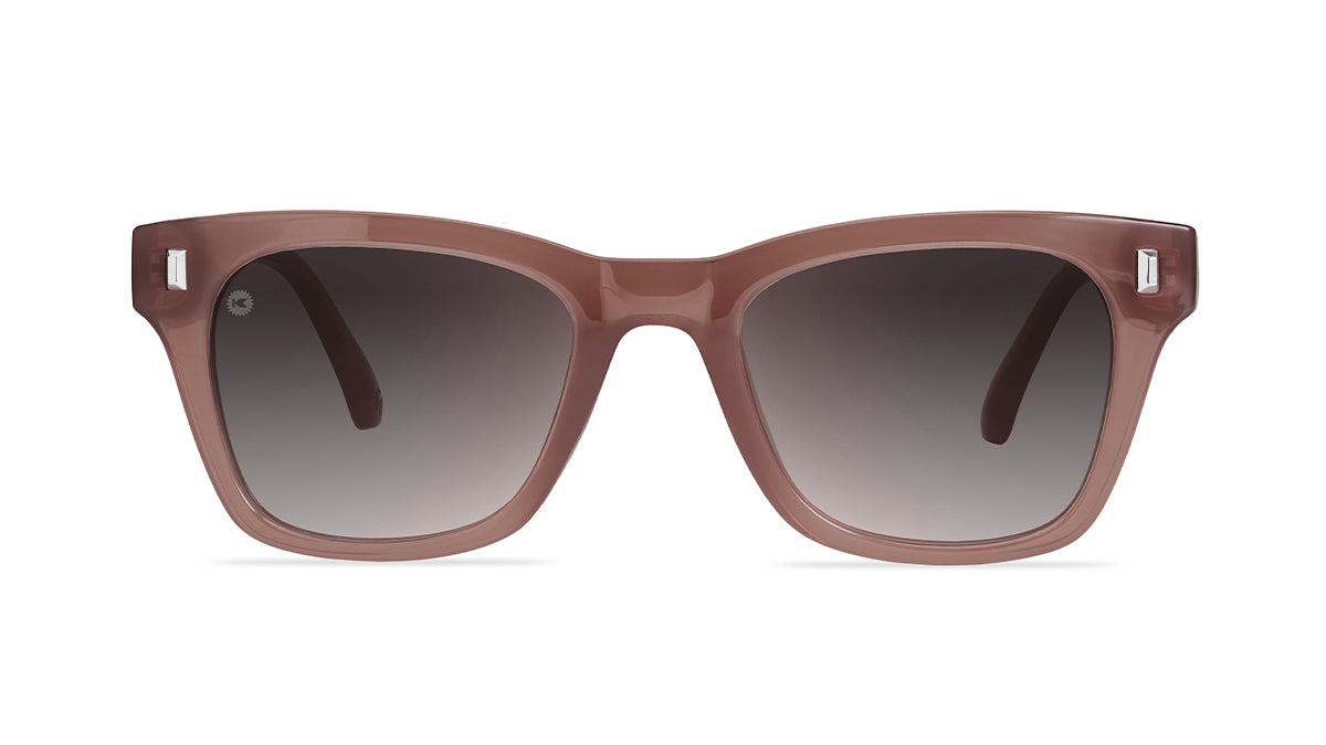 Sunglasses with Rose Latte Frames and Polarized Amber Gradient Lenses, Front
