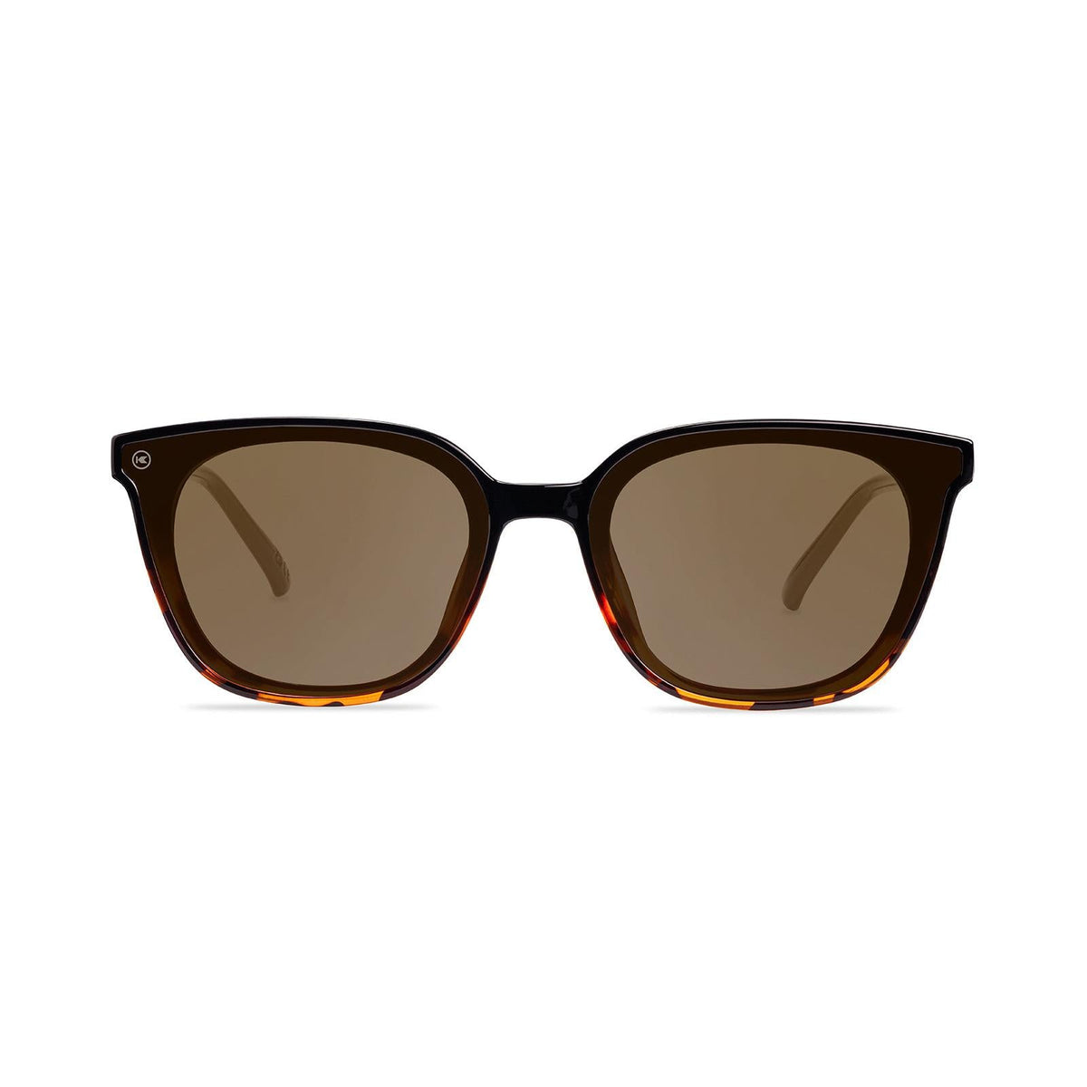 Sunglasses with a amber frame with polarized amber lenses, front