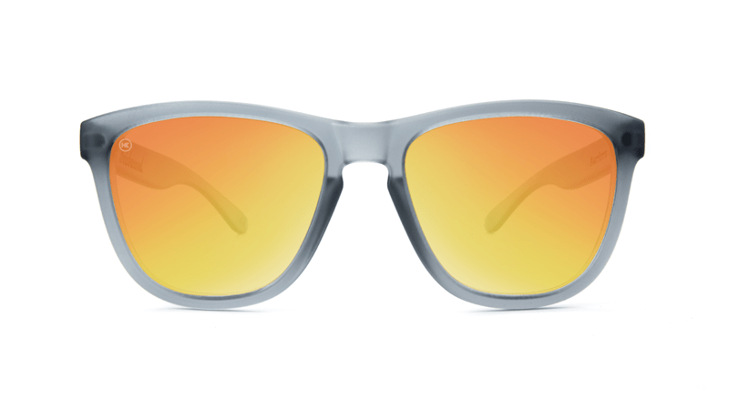 Premiums Sunglasses with Frosted Grey Frames and Red Sunset Mirrored Lenses, Flyover