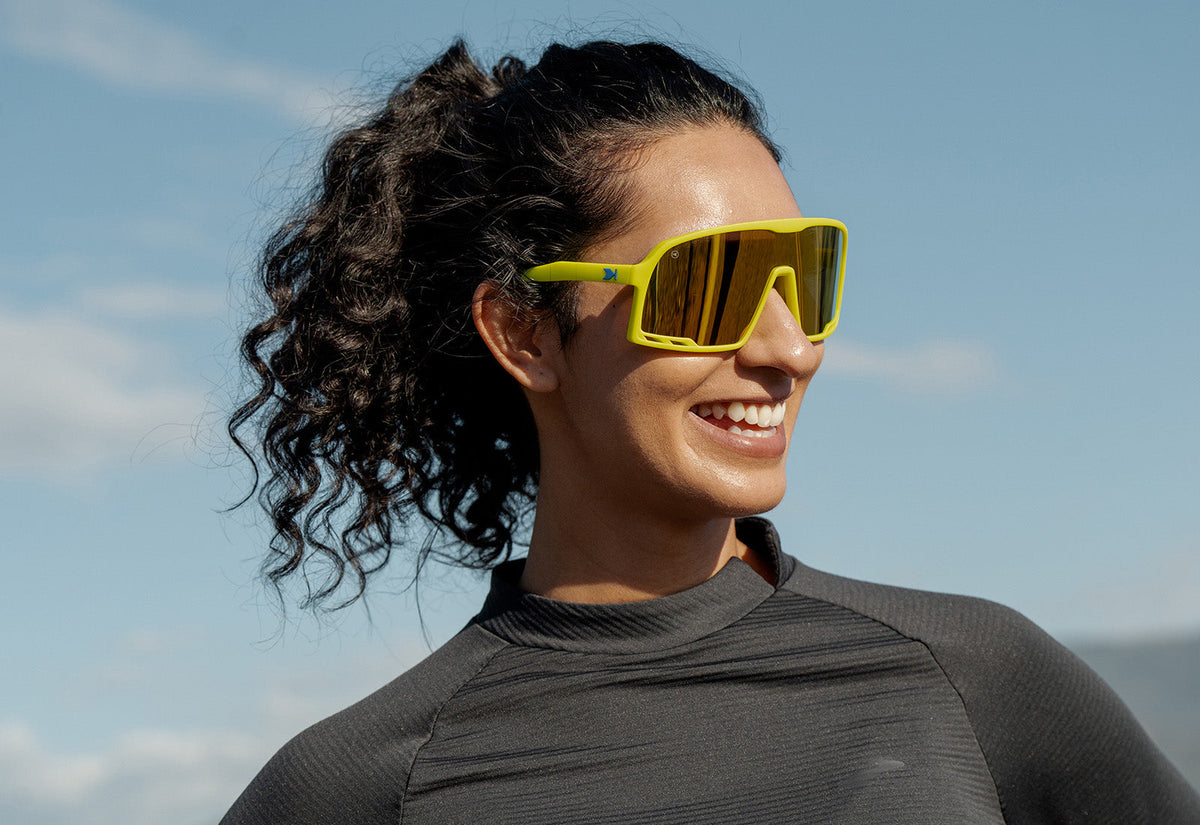 Sport Sunglasses with Neon Yellow Frames and Yellow Lenses, Model