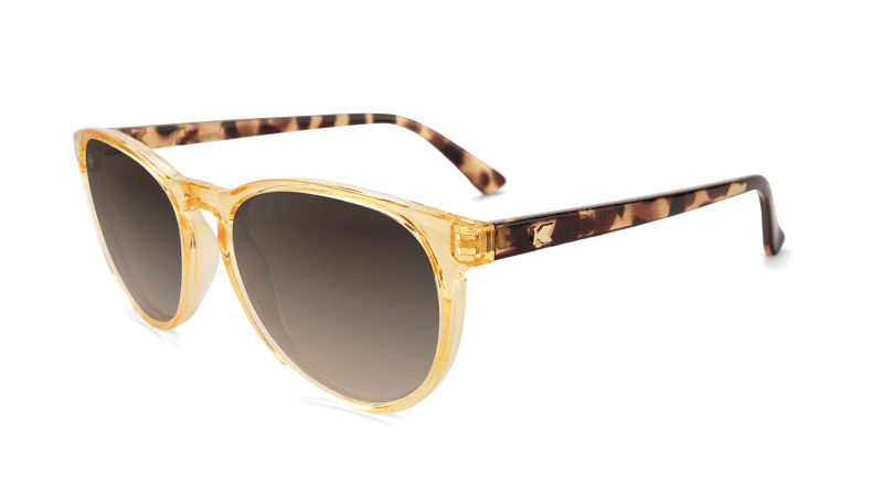 Sunglasses with Beverly Peach Frames and Amber Gradient Lenses, Flyover