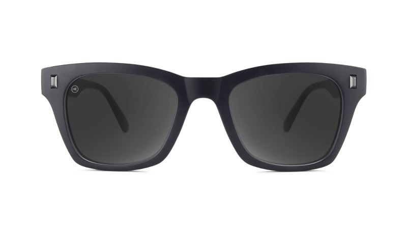 Sunglasses with Matte Black on Black Frames and Polarized Smoke Lenses, Front