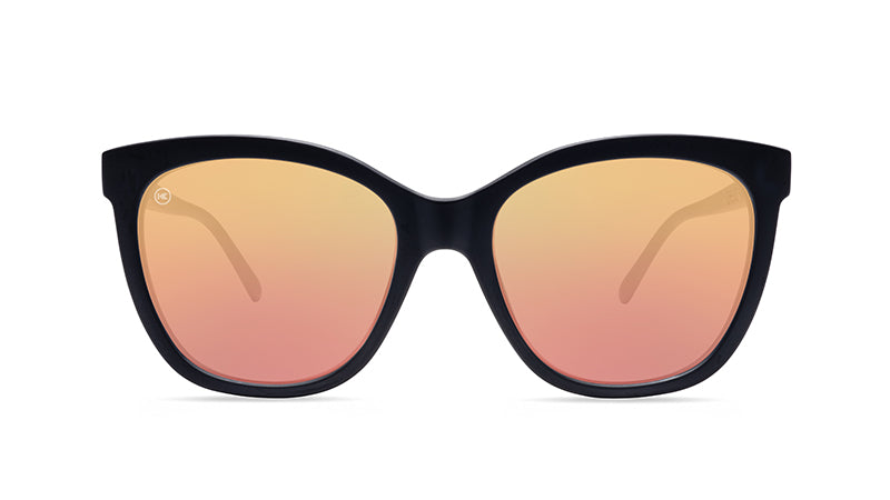 Sunglasses with Matte Black Frames and Polarized Rose Gold Lenses, Flyover