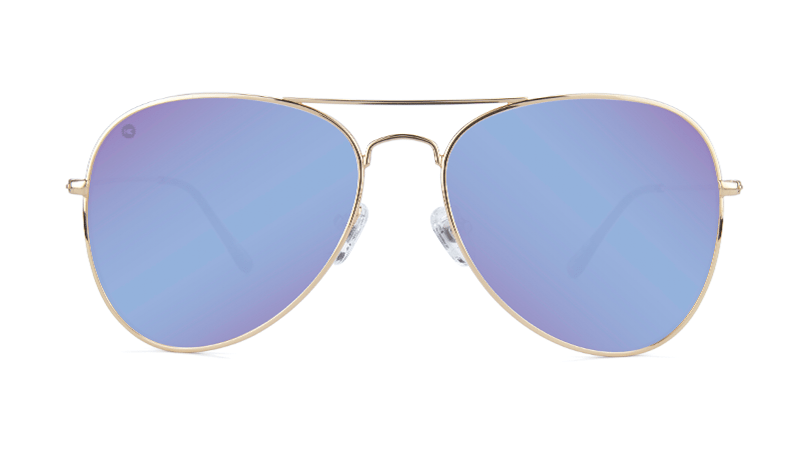 Sunglasses with Gold Metal Frame and Polarized Snow Opal Lenses, Flyover
