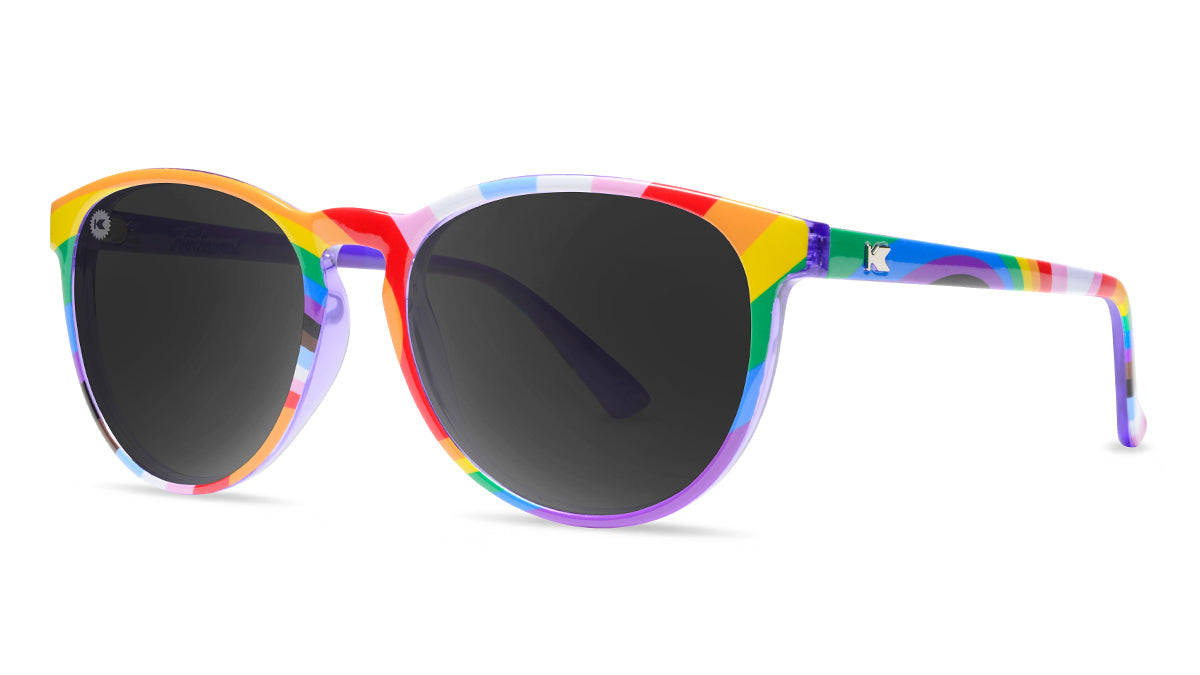 Sunglasses with Loud and Proud Frames and Polarized Black Smoke Lenses, Threequarter