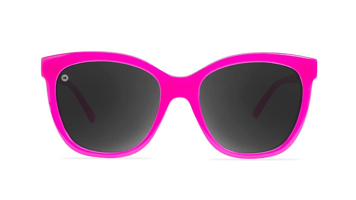 Sunglasses with Malibu Pink Frames and Polarized Smoke Lenses, Front