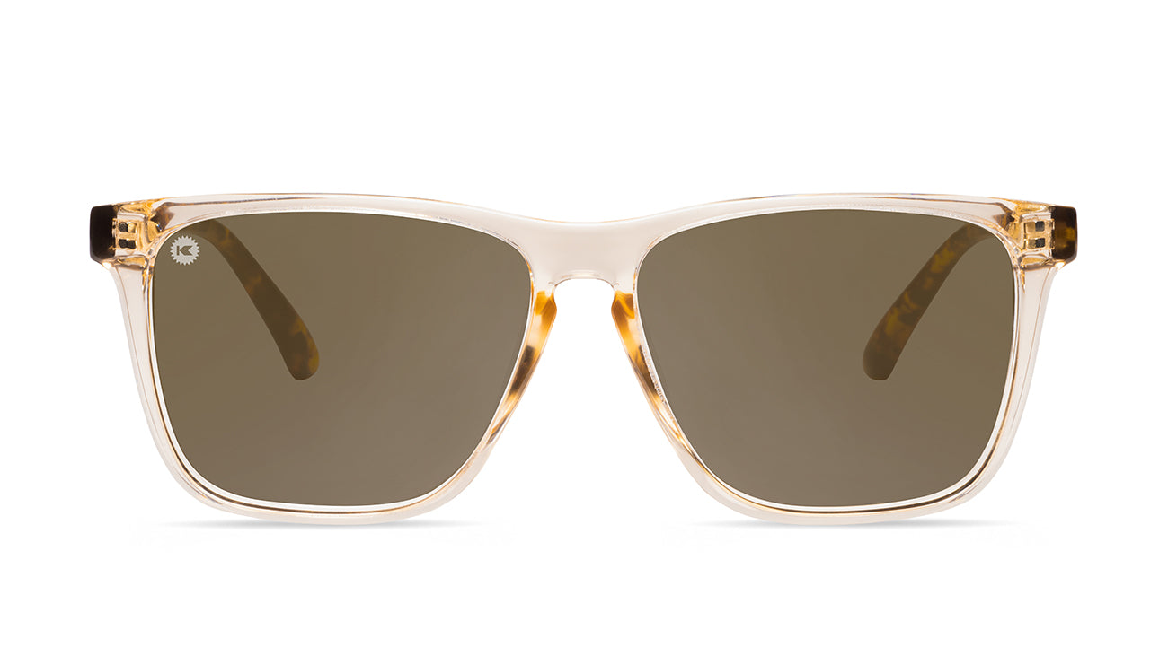 Sunglasses with Tortoise Shell Arms and Orange Fronts With Polarized Amber Lenses, Flyover