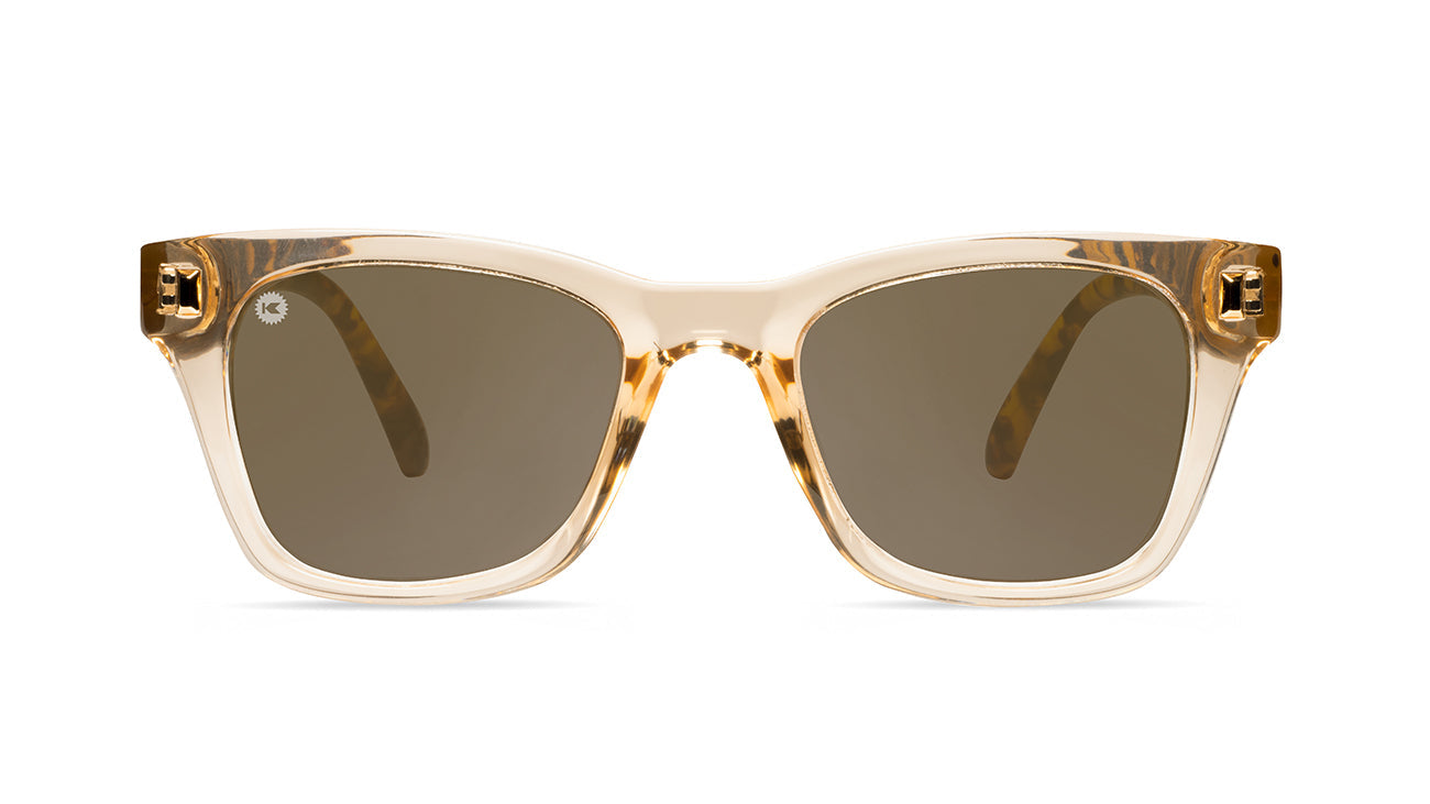 Sunglasses with Tortoise Shell Arms and Orange Fronts With Polarized Amber Lenses, Flyover