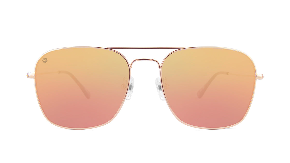 Sunglasses with Rose Gold Metal Frame and Polarized Copper Lenses, Flyover
