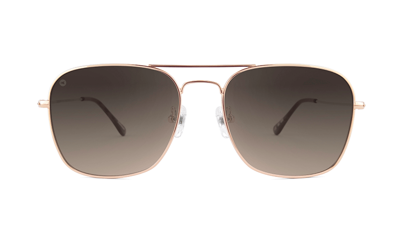 Sunglasses with Rose Gold Frame and Polarized Amber Gradient Lenses, Front