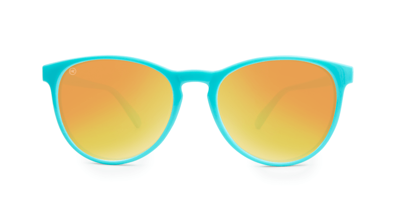 Mai Tais Sunglasses with Glossy Turquoise Frames and Yellow Sunset Mirrored Lenses, Flyover